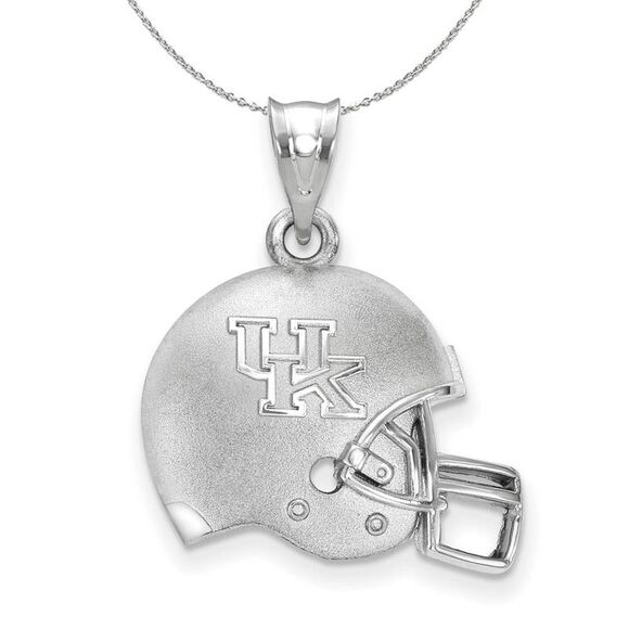 Sterling Silver U. of Kentucky 3D Football Logo Helmet Necklace 24 In